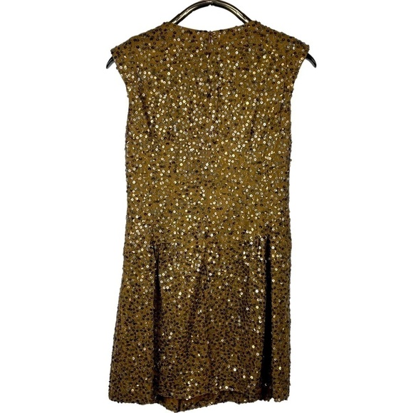 NANETTE LEPORE SEQUIN SILK DROP WAIST GATHERED PLEAT COCKTAIL DRESS - Picture 5 of 17